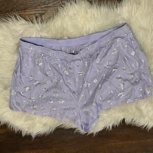 NWT sleep boxy pajama shorts size XXL snowflake print purple silver